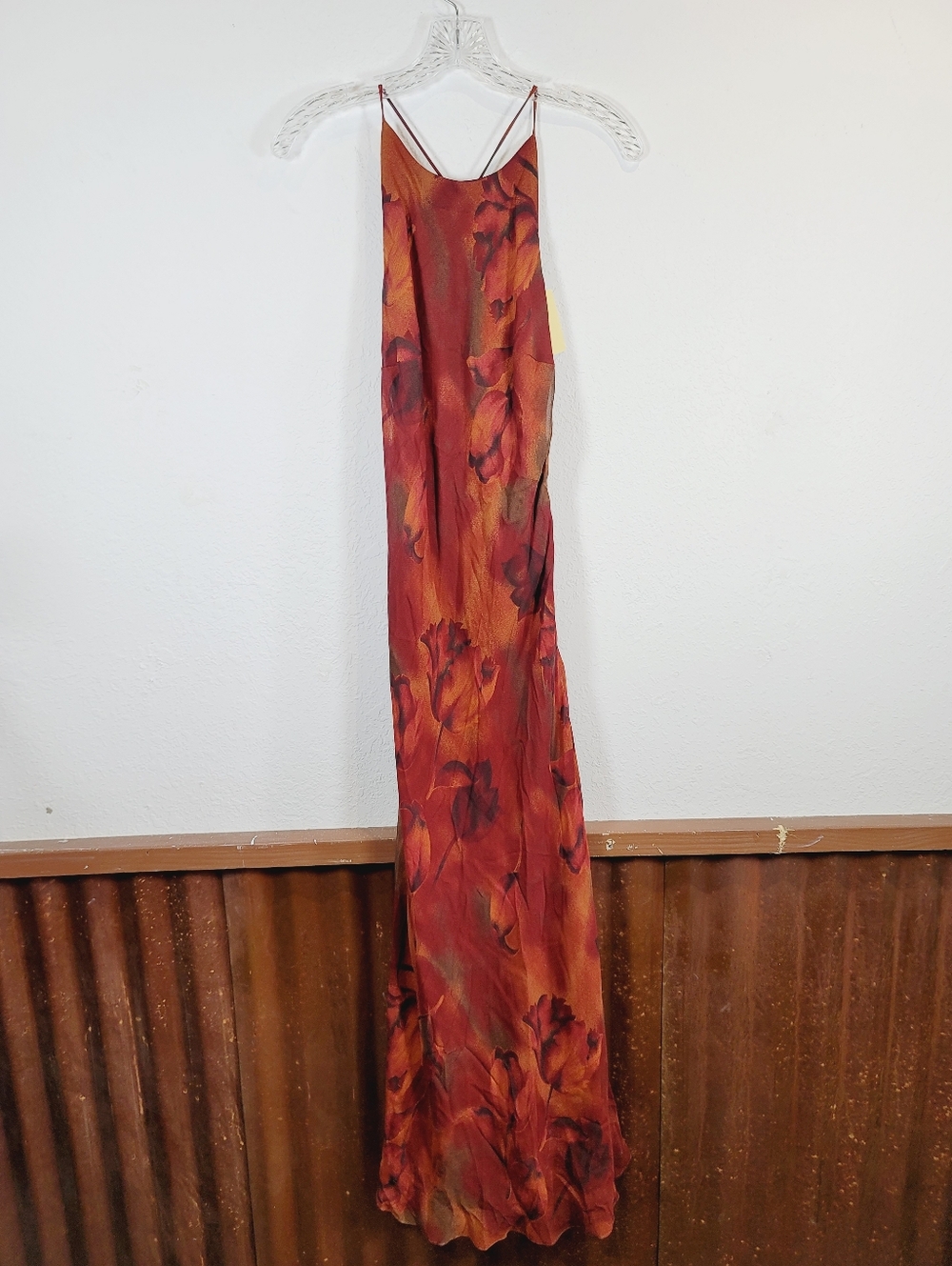 Betsy & Adam Slip Maxi Dress in Burnt Orange Floral, Size 11/12 (S)